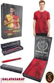 Galatasaray Orijinal Lisanslı Aslan Baskılı T-Shirt + Uçlu Kalem Set Hediyelik Ahşap Kutulu