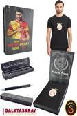 Galatasaray Orijinal Lisanslı Arma T-Shirt + Uçlu Kalem Set Hediyelik Ahşap Kutulu