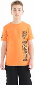 Oranj Baskı Detaylı O Yaka Standart Kalıp Erkek Çocuk T-Shirt - 11104