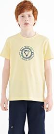 Sarı Nakış İşleme Detaylı O Yaka Standart Kalıp Erkek Çocuk T-Shirt - 11115