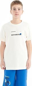 Ekru Baskı Detaylı O Yaka Standart Kalıp Erkek  Çocuk T-Shirt - 11117