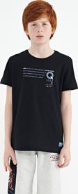 Lacivert Baskı Detaylı O Yaka Standart Kalıp Erkek Çocuk T-Shirt - 11145