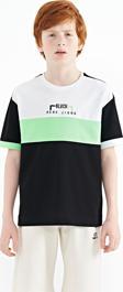 Siyah Renk Geçişli Nakışlı Oversize Erkek Çocuk T-Shirt - 11159