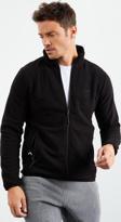 Siyah Fermuarlı Sweatshirt Slim Fit Dik Yaka Erkek Polar - 87270