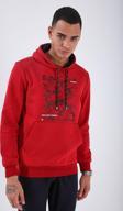 Kırmızı Kamuflaj Desen Baskılı Standart Kalıp Kapüşonlu Erkek Sweatshirt - 87884