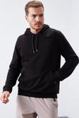 Siyah Kanguru Cep Standart Kalıp Kapüşonlu Erkek Sweatshirt - 87872