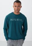 Zümrüt Yazı Nakışlı O Yaka Rahat Form İçi Polarlı Erkek Sweatshirt - 88020