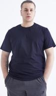 Lacivert Basic Kısa Kol O Yaka Büyük Beden Erkek T-Shirt - 88072