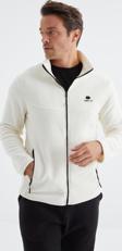 Ekru Fermuarlı Dik Yaka Standart Kalıp Erkek Polar Sweatshirt - 88134