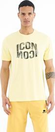 Sarı Yazı Baskılı O Yaka Standart Kalıp Erkek T-Shirt - 88174