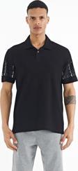 Siyah Kol Baskı Detaylı Polo Yaka Standart Form Erkek T-shirt - 88240