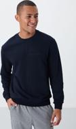 Lacivert Kompakt Pamuklu Kalın Pürüzsüz Dokulu O Yaka Standart Fit Erkek Sweatshirt -88405