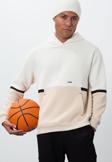 Ekru Pamuklu Kalın İçi Tüylü Yumuşak Dokulu Comfort Fit Nakışlı Erkek Sweatshirt - 88417