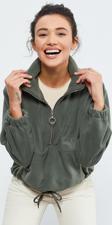 Çağla Yarım Fermuar Etek Ucu Büzgülü Kadın Polar Oversize Sweatshirt - 97171