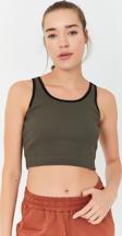 Haki Basic Sıfır Kol Dar Kalıp U Yaka Kadın Crop Top Atlet - 97160