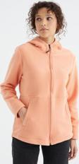 Kavun Içi Kapüşonlu Fermuarlı Rahat Form Kadın Polar Sweatshirt - 97233