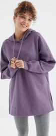 Eflatun Reglan Kol Basic Kapüşonlu Oversize Sweatshirt Tunik - 97242