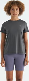 Koyu Gri Sırt Yırtmaç Detaylı O Yaka Kısa Kollu Standart Kalıp Kadın T-Shirt - 97267