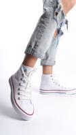Eformoda Beyaz Kadın Uzun Keten Spor Ayakkabı Günlük Sneakers Cnv6 40