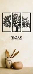 Taraf Dekorasyon 3 Parça Ağaç Tablo Lazer Kesim Dekoratif Tablo 42X62 Siyah Beyaz 42 x 62 cm