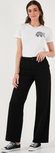Lela Pamuklu Standart Fit Yüksek Bel Geniş Paça Bayan Pantolon 668YP5344 SİYAH