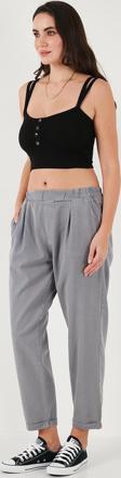 Lela Slim Fit Normal Bel Boru Paça Bayan Pantolon 668YP5372 GRİ