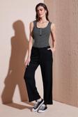 Lela Regular Fit Normal Bel Geniş Paça Bayan Pantolon 5866117 SİYAH