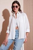 Lela Regular Fit Tek Cepli Önü Kısa Arkası Uzun Krinkıl Bayan Gömlek 6772752 BEYAZ