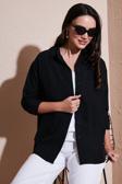 Lela Regular Fit Uzun Kollu Dokulu Bayan Gömlek 6772799 SİYAH