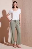 Lela Regular Fit Normal Bel Geniş Paça Bayan Pantolon 5866117 Olive