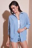 Lela Regular Fit Uzun Kollu Cepli Çizgili Bayan Gömlek 6772895 İNDİGO