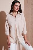 Lela Regular Fit Uzun Kollu Cepli Çizgili Bayan Gömlek 6772895 TAŞ