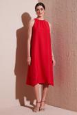 Lela Regular Fit Halter Yaka Midi Boy Bayan Elbise 67810049 NAR ÇİÇEĞİ