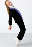 Siyah Kalın Yumuşak Dokulu Oversize Nakışlı Polar Kız Çocuk Sweatshirt - 75153