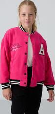 Fuşya Kalın Yumuşak Dokulu Standart Fit Nakışlı Polar Kız Çocuk Kolej Ceket - 75156