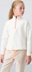 Ekru Kalın Yumuşak Dokulu Standart Fit Nakışlı Polar Kız Çocuk Sweatshirt - 75151