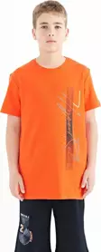 Portakal Yazı Baskılı O Yaka Standart Kalıp Erkek Çocuk T-Shirt - 11119