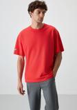 Fiesta Pamuklu Kalın Yüzeyi Dokulu Oversize Fit  Baskılı Erkek T-Shirt - 88369
