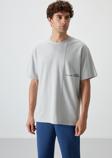 Taş Pamuklu Kalın Yüzeyi Dokulu Oversize Fit  Baskılı Erkek T-Shirt - 88370