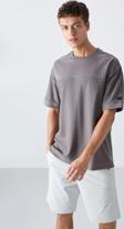 Koyu Gri Pamuklu Kalın Yüzeyi Dokulu Oversize Fit Basic Erkek T-Shirt - 88340
