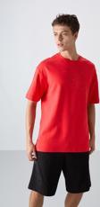 Fiesta Pamuklu Kalın Yumuşak Dokulu Oversize Fit Baskılı Erkek T-Shirt - 88324