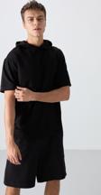 Siyah Pamuklu Kalın Yumuşak Dokulu Oversize Fit Basic Erkek T-Shirt - 88352
