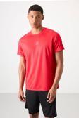 Kırmızı Polyester Nefes Alan Dokulu İnce Esnek Standart Fit Erkek Performans T-Shirt - 88390