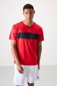 Kırmızı Polyester Nefes Alan Jakarlı İnce Esnek Standart Fit Erkek Performans T-Shirt - 88398