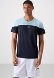 Lacivert Polyester Nefes Alan Dokulu İnce Esnek Standart Fit Erkek Performans T-Shirt - 88386