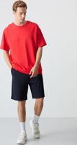 Fiesta Lacivert Pamuklu Kalın Yumuşak Dokulu Oversize Fit Basic Erkek Şort Takım - 85257