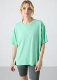 Su Yeşili Penye Modal Yumuşak Tuşeli Oversize Fit Basic Kadın T-Shirt- 97285