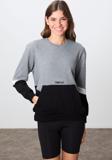Gri Melanj Kompakt Pamuklu Kalın Pürüzsüz Dokulu O Yaka Oversize Fit Kadın Sweatshirt - 97289