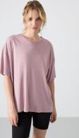 Gül Kurusu Penye Modal Yumuşak Tuşeli Oversize Fit Basic Kadın T-Shirt- 97285