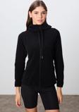Siyah Kalın Yumuşak Dokulu Kapüşonlu Standart Fit Nakışlı Polar Kadın Sweatshirt -97287
